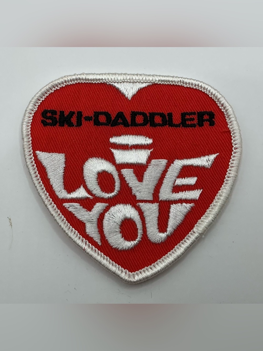 MEN’S ORIGINAL 1970’S NOS SKI-DADDLER SNOWMOBILES I LOVE YOU NOVELTY PATCH